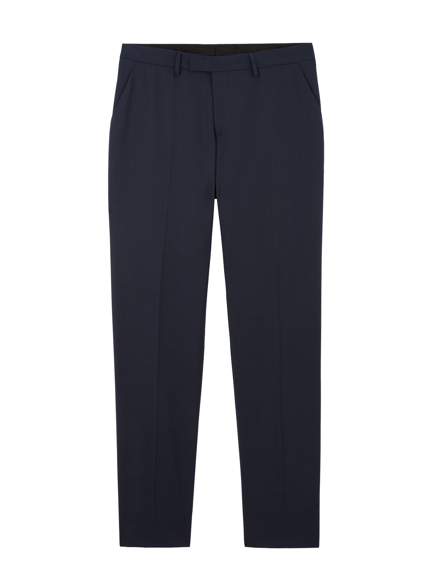 Pantalon de costume Jones Navy – Pantalon costume 100% laine vierge vierge bleu marine avec coupe ajustée et poches italiennes –packshot