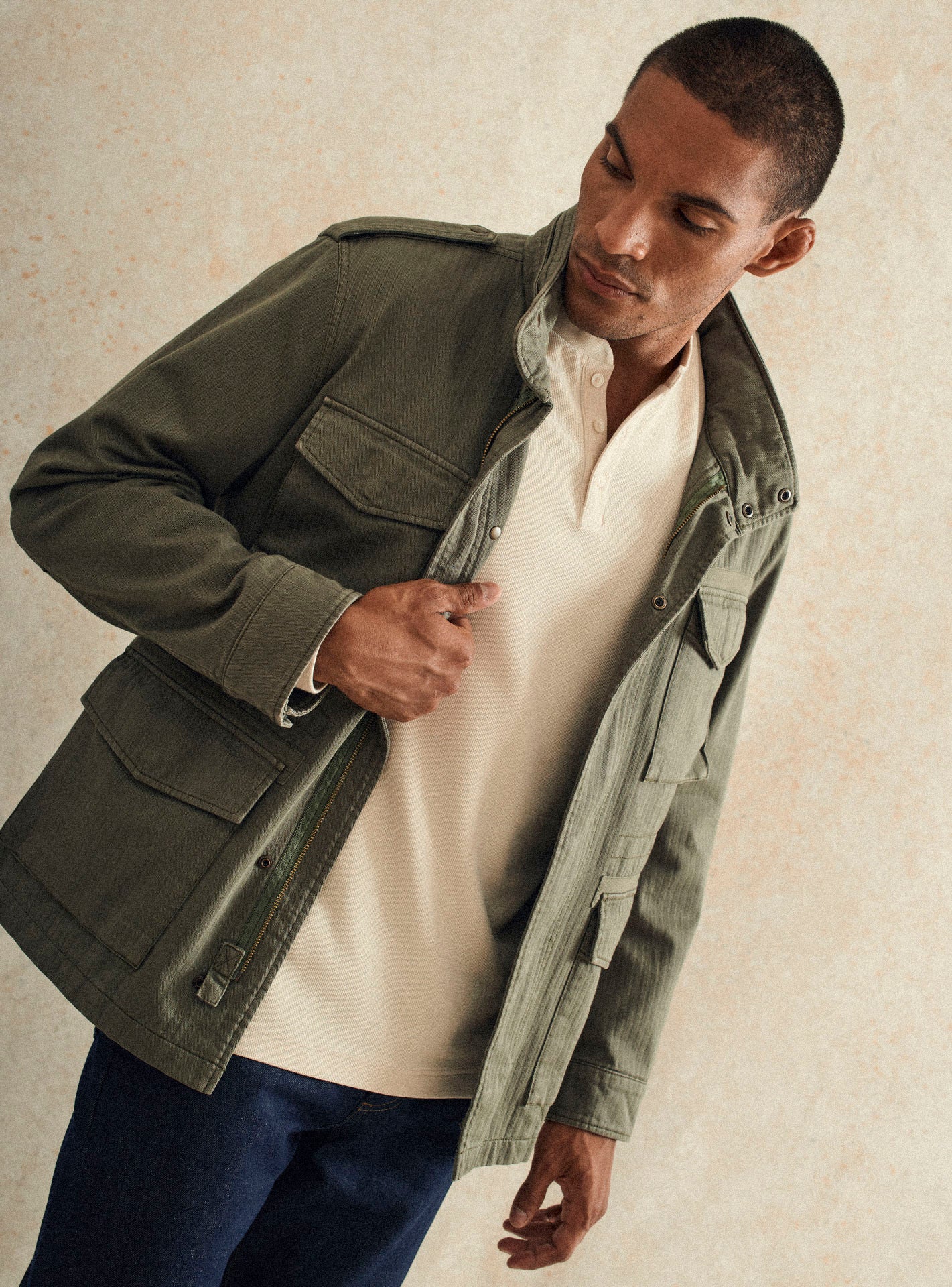 Blouson en coton Balibaris - Lucien Khaki - Plan taille