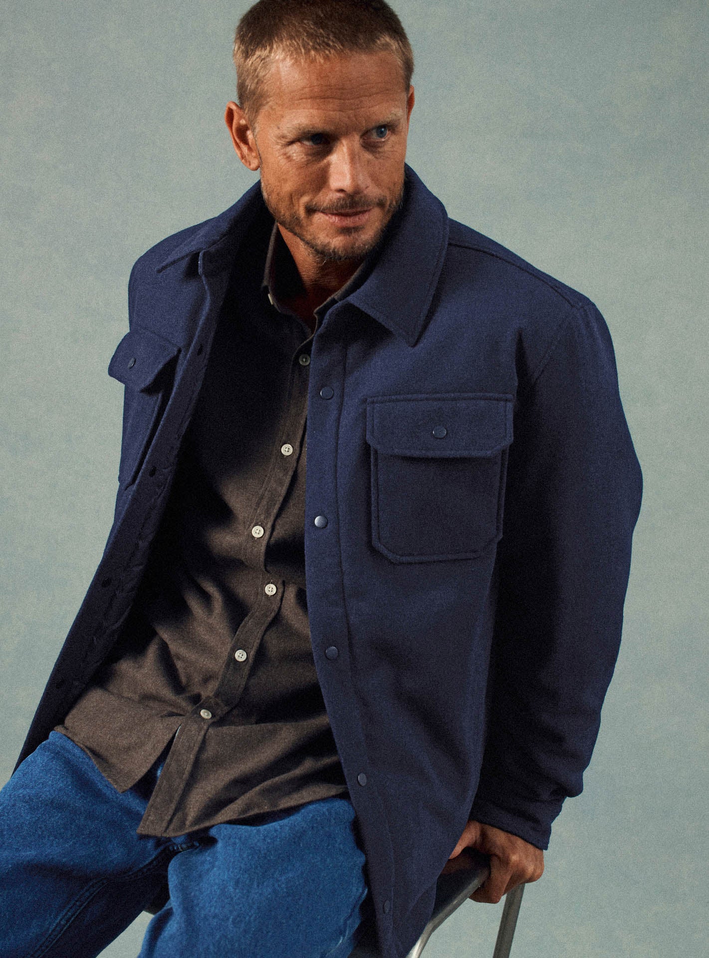 Blouson navy en laine Balibaris - Wilford