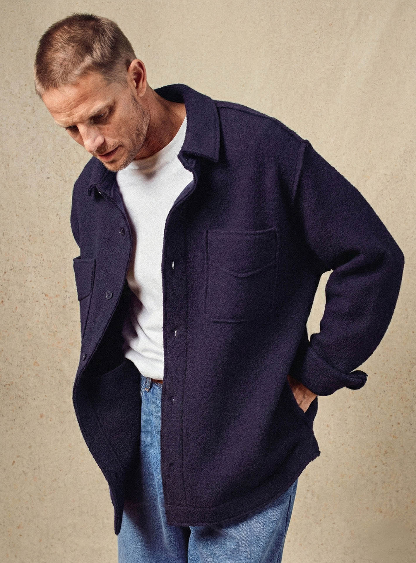 Blouson navy en laine Balibaris - Iena - Plan taille