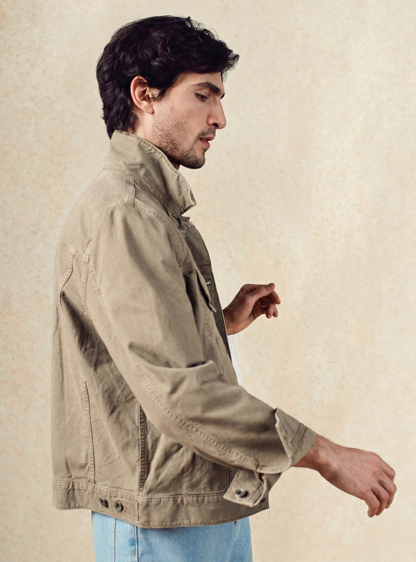Blouson beige en coton Balibaris - Tom Stone - Plan taille