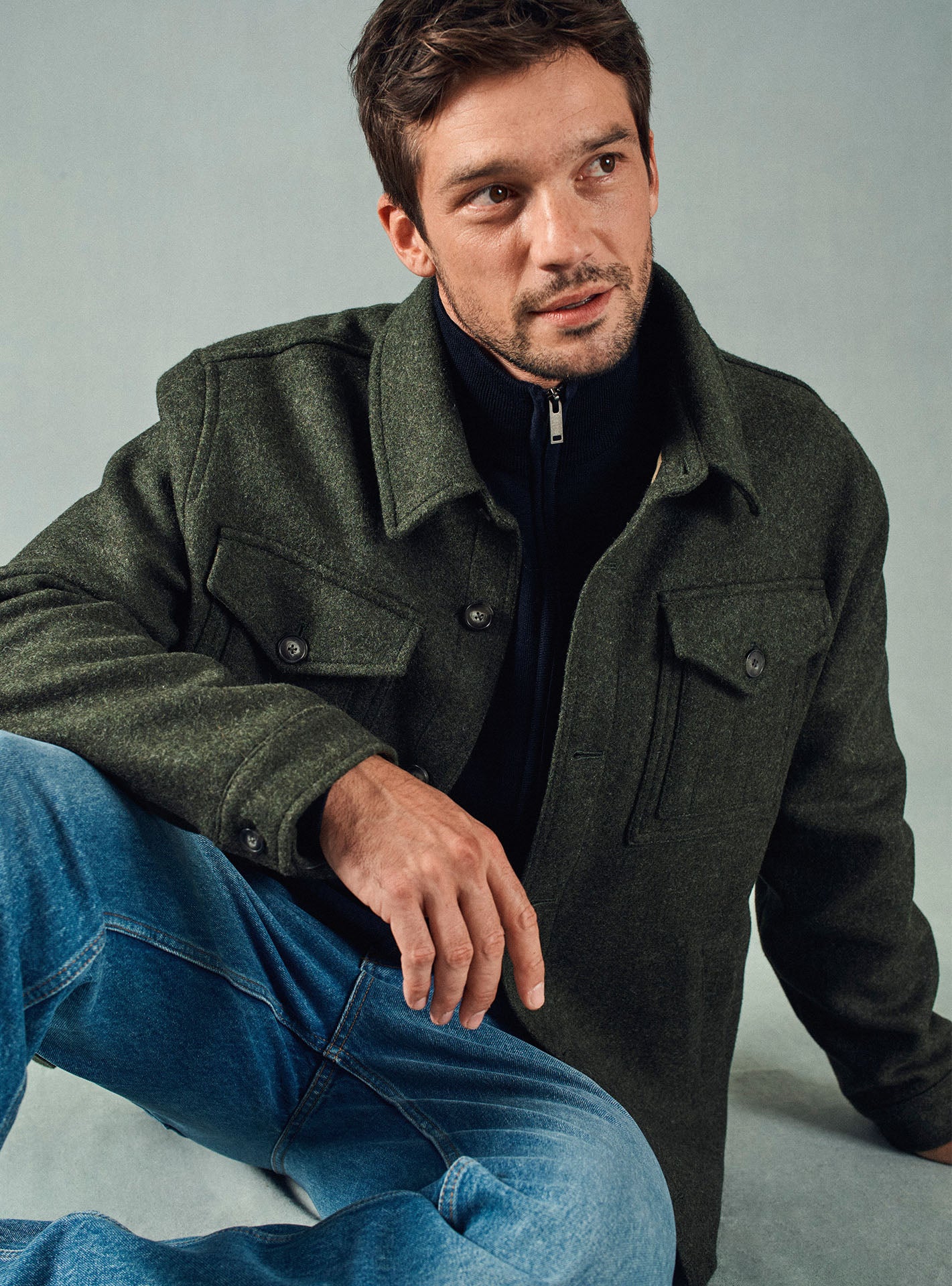 Cardigan marine en laine Balibaris - Scott - Plan taille