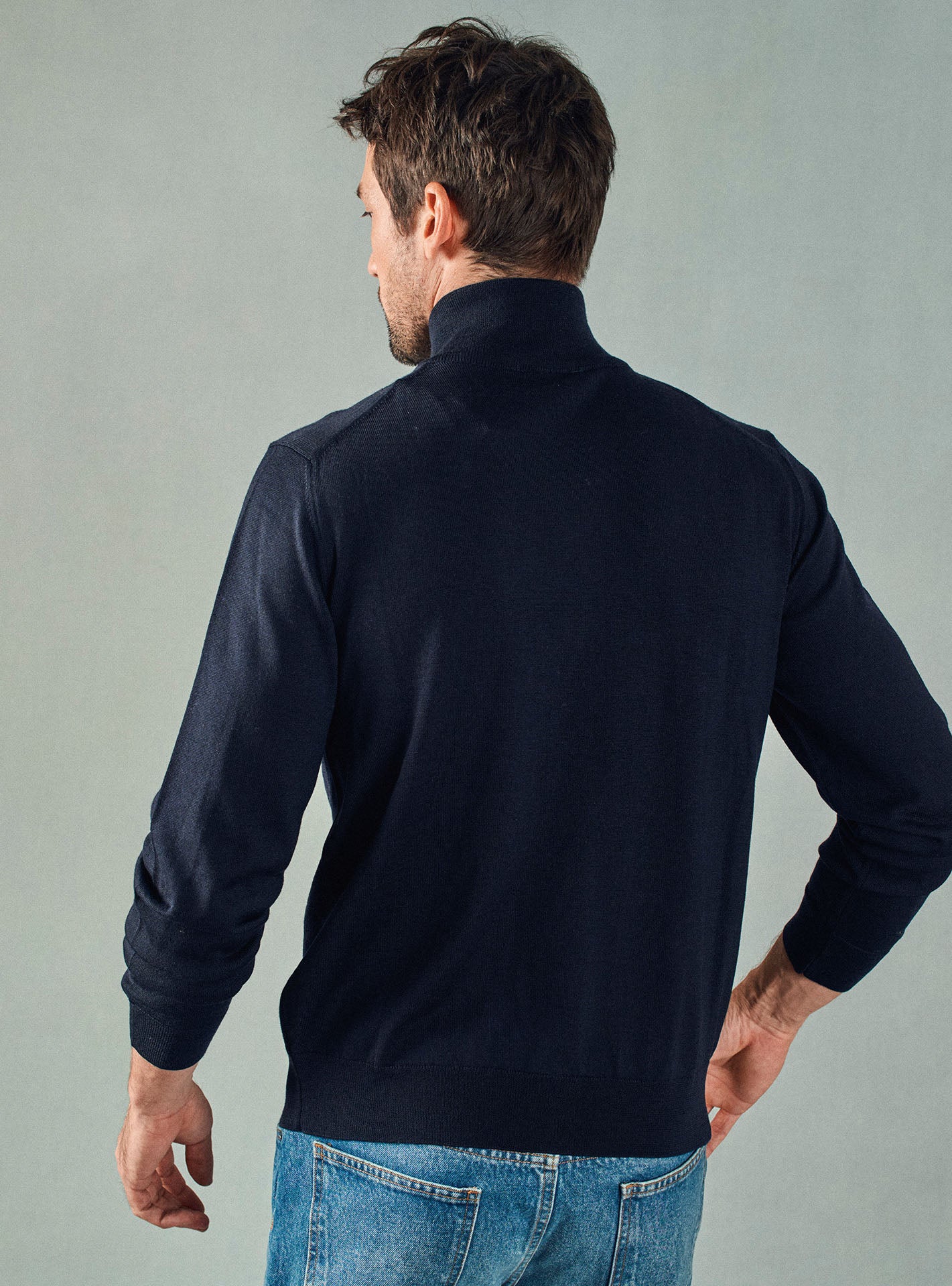 Cardigan marine en laine Balibaris - Scott - Plan taille