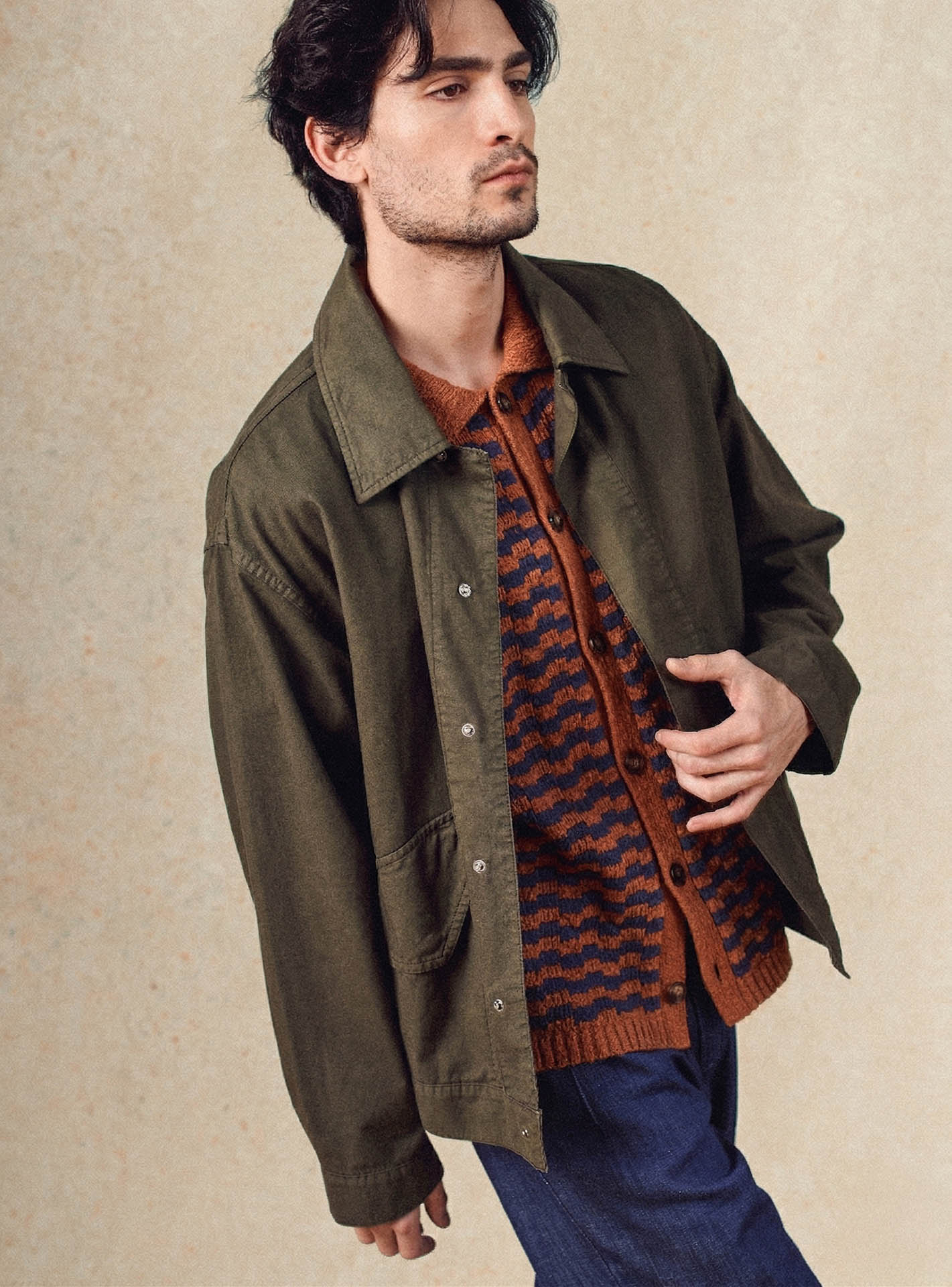 Cardigan Howard Navy/Pumpkin-6