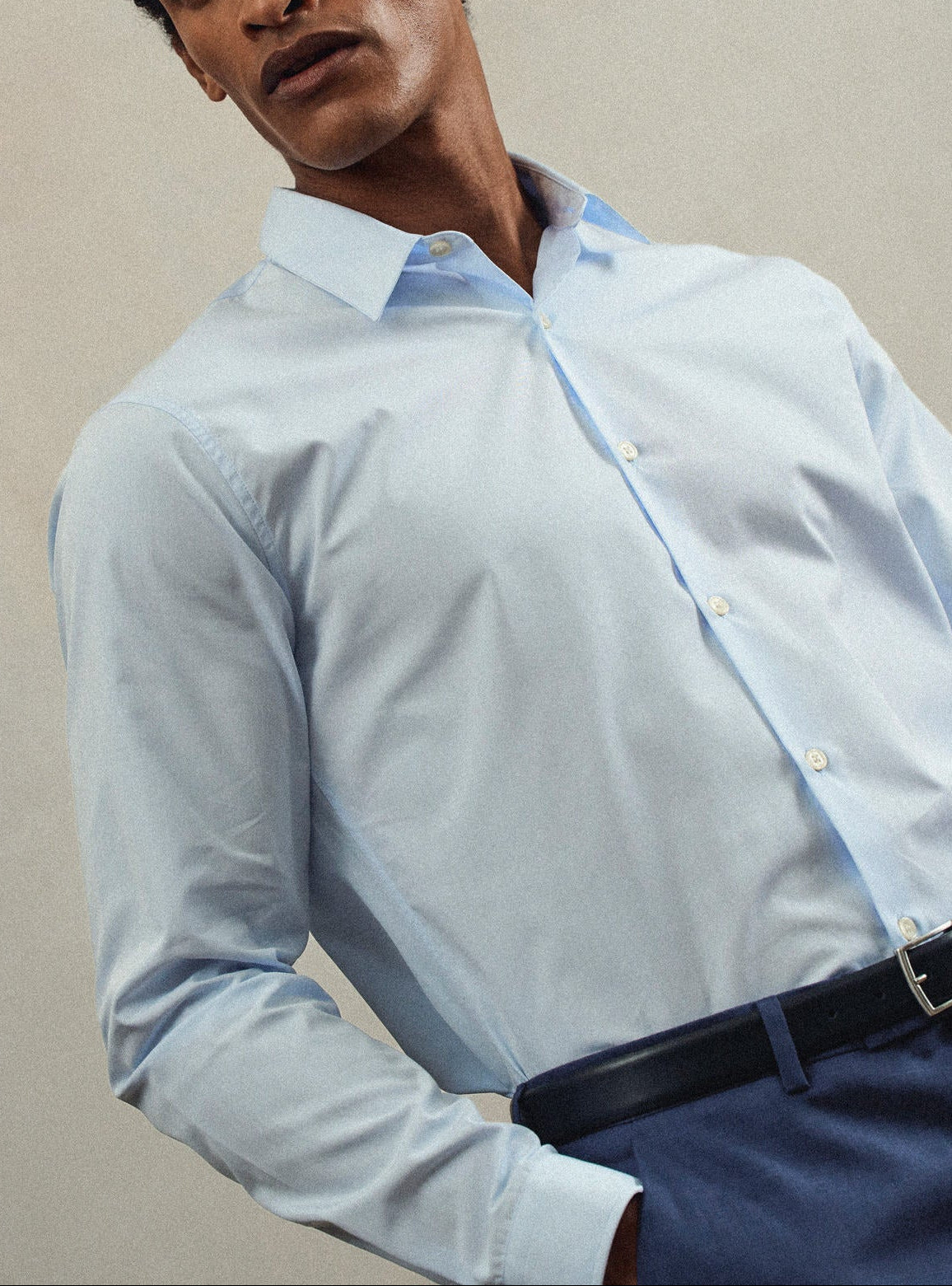 Chemise bleu en coton Balibaris - Jay - Plan taille