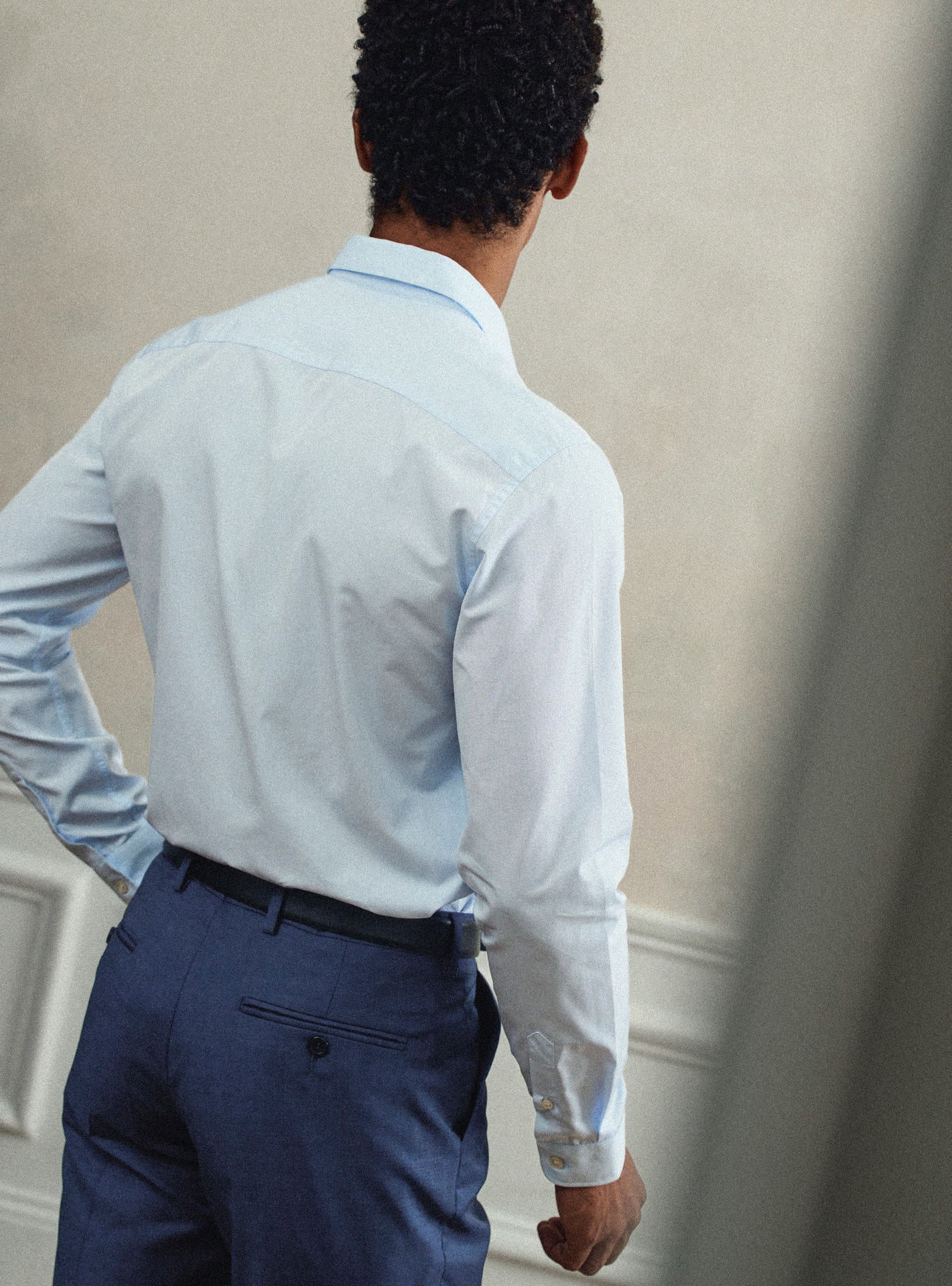 Chemise bleu en coton Balibaris - Jay - Plan taille