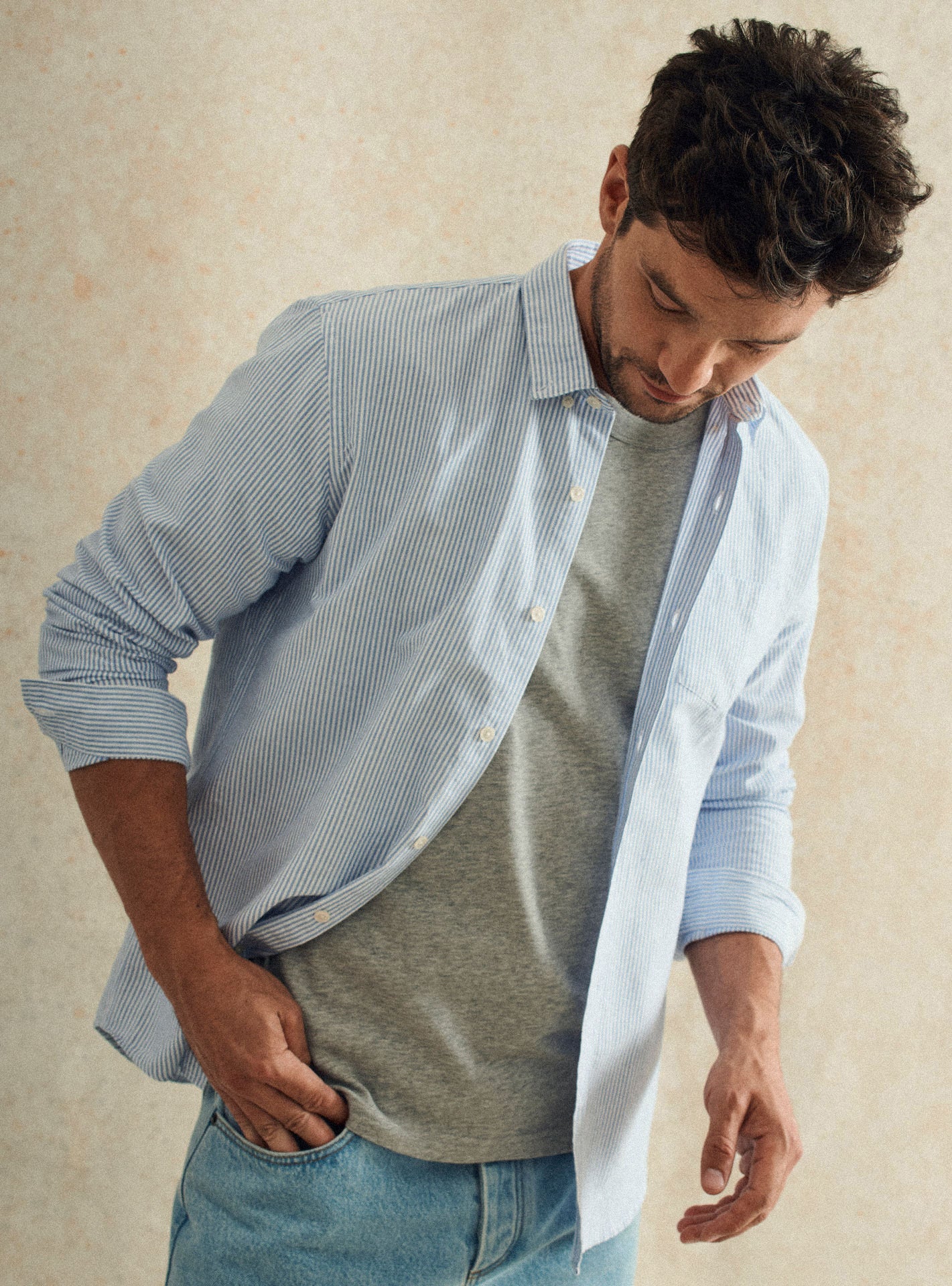 Chemise navy en coton Balibaris - Tribeca - Plan taille
