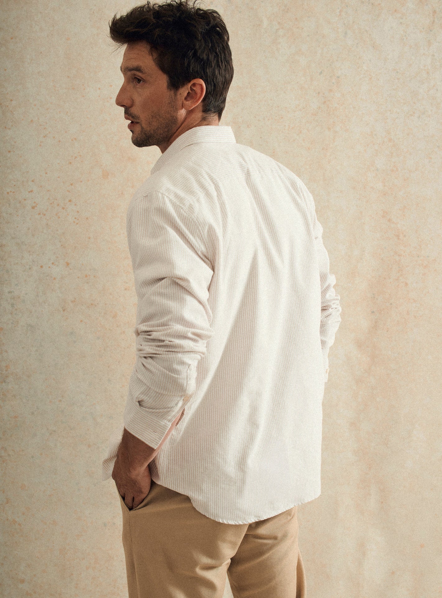 Chemise en coton Balibaris - Tribeca White/Chanvre - Plan taille