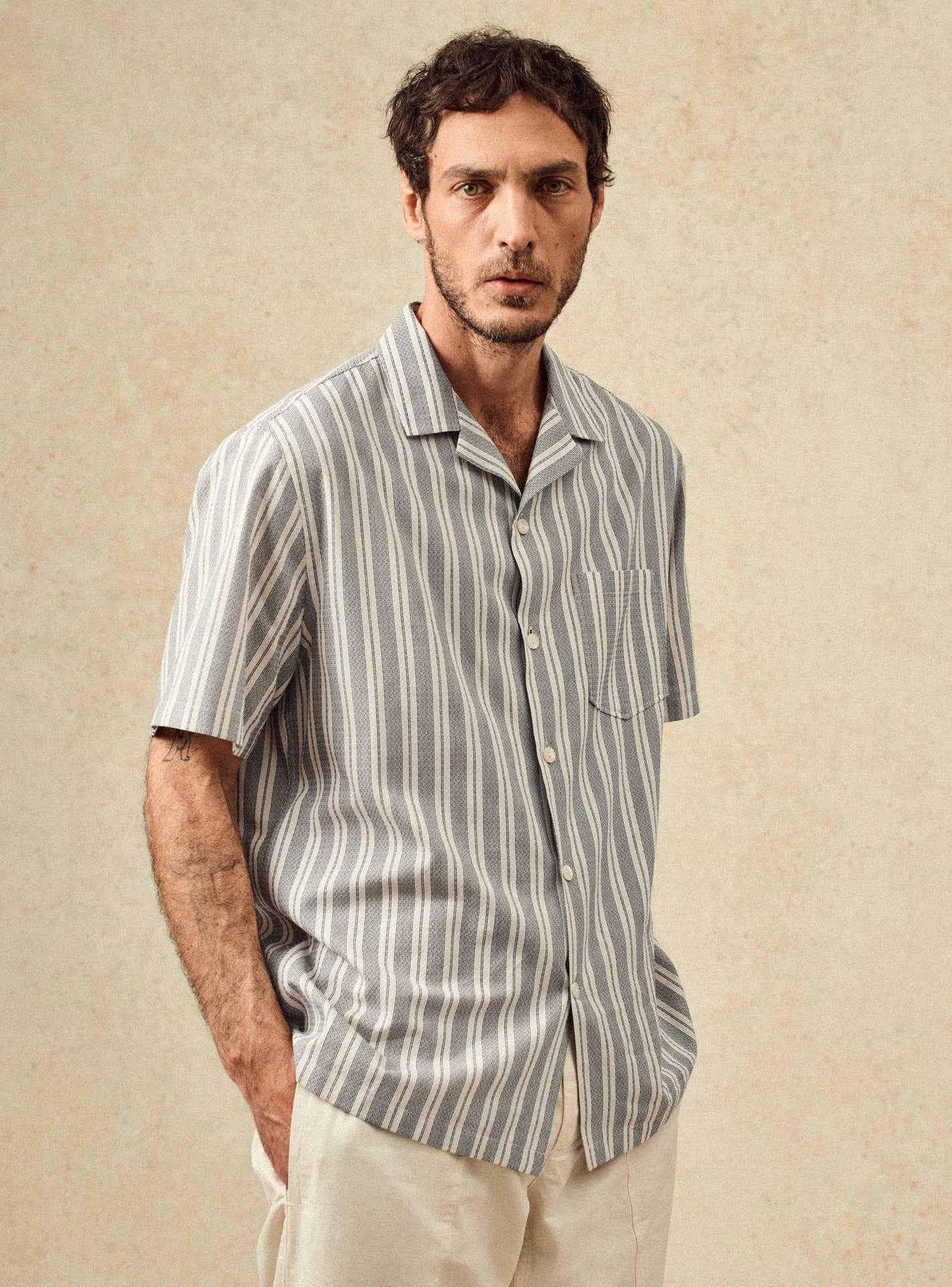 Chemise Harry Ecru/Océan-1
