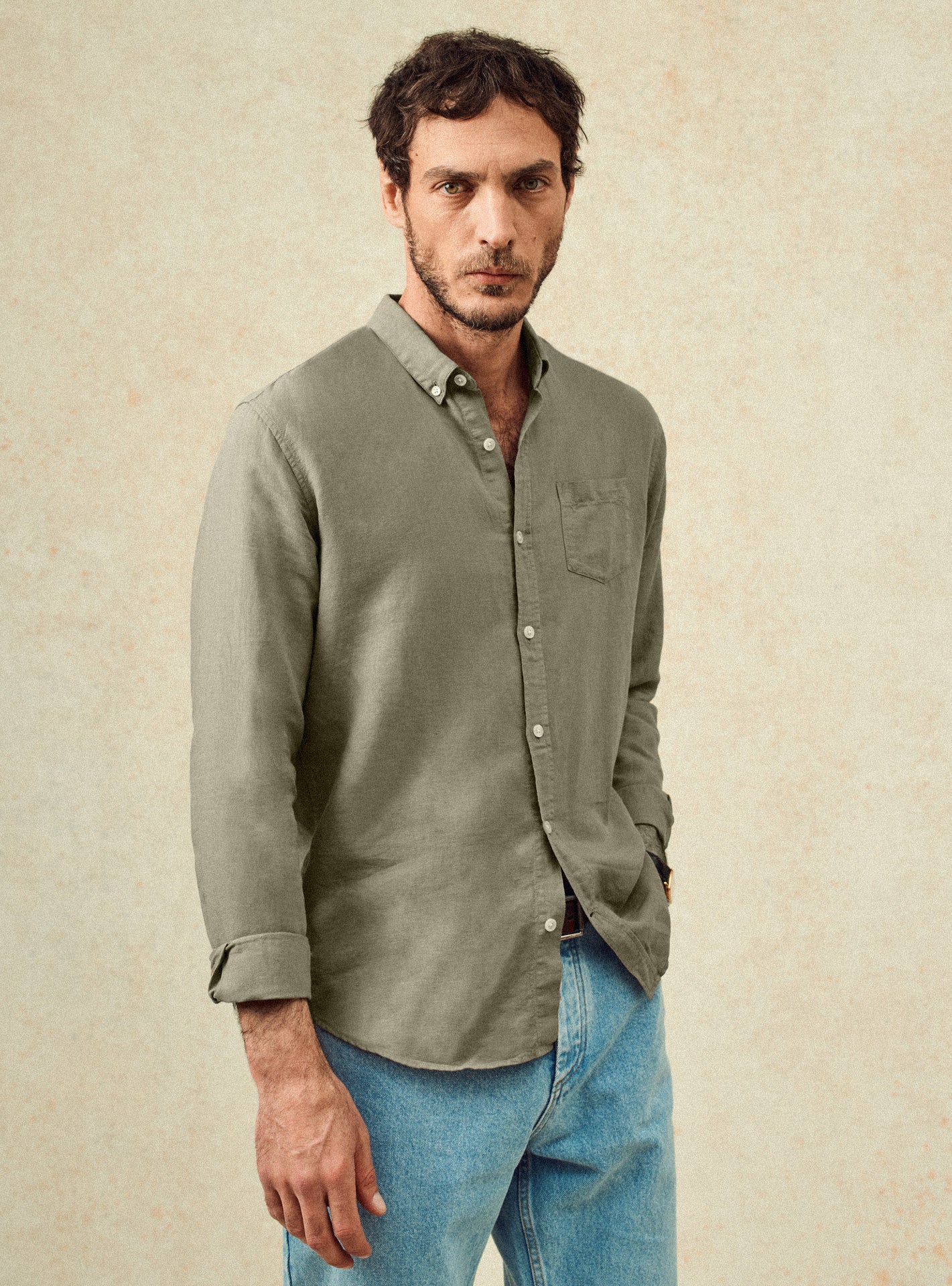 Chemise en coton Balibaris - Tribeca Asperge - Plan taille
