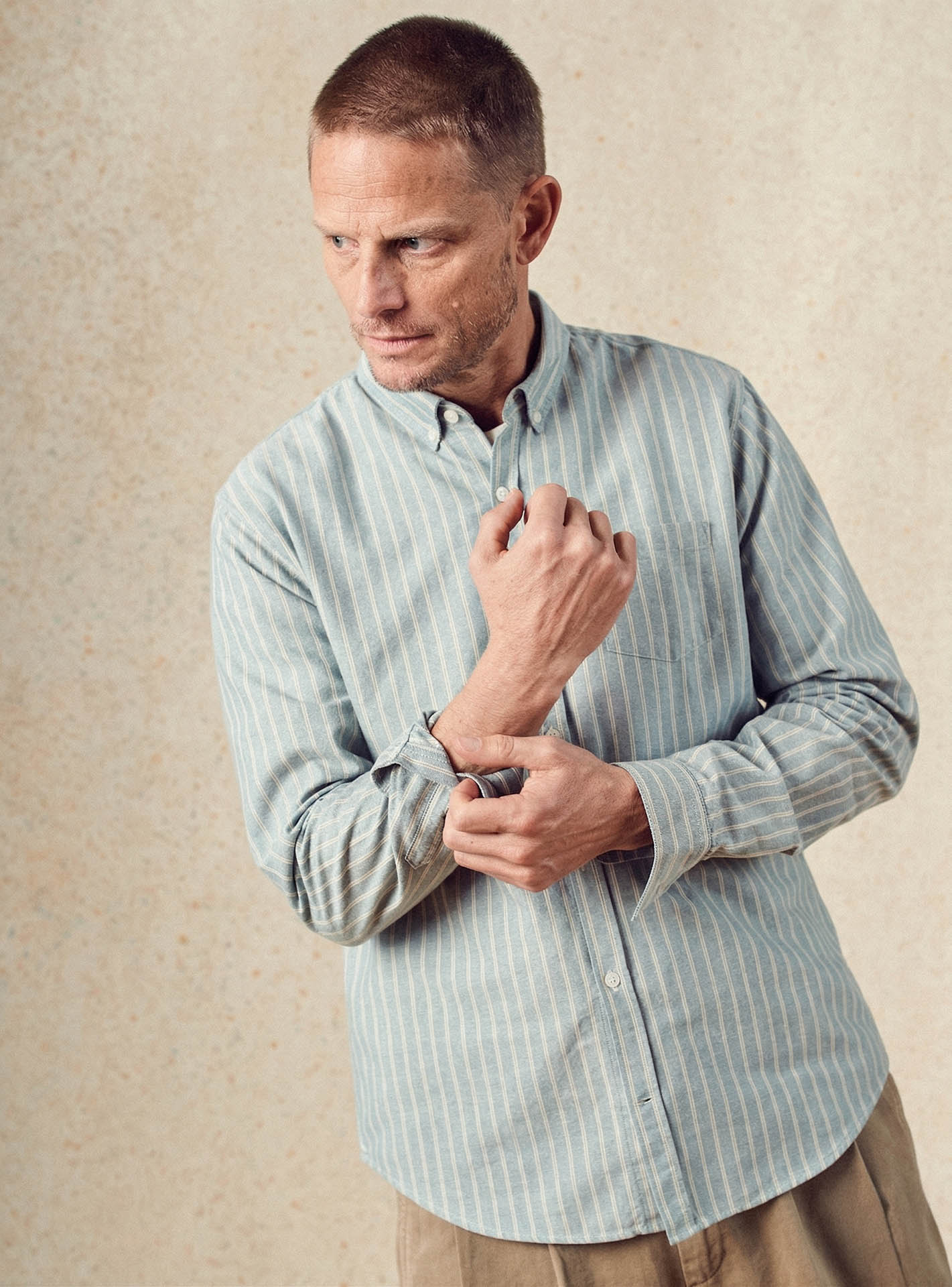 Chemise beige en coton Balibaris - Tribeca Lichen/
