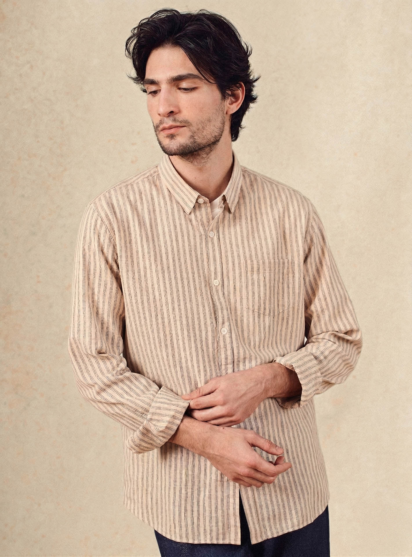 Chemise ecru en coton Balibaris - Soho - Plan taille