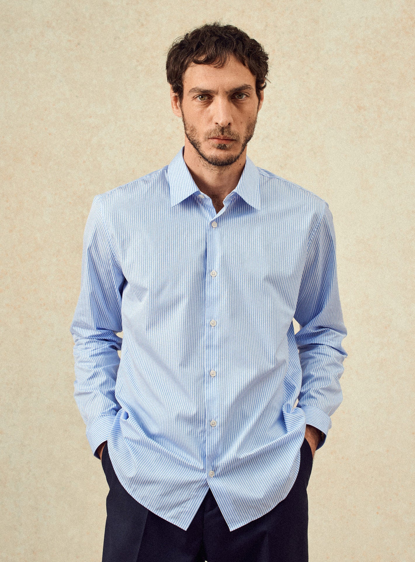 Chemise ciel en coton Balibaris - Jake White/ - Plan taille