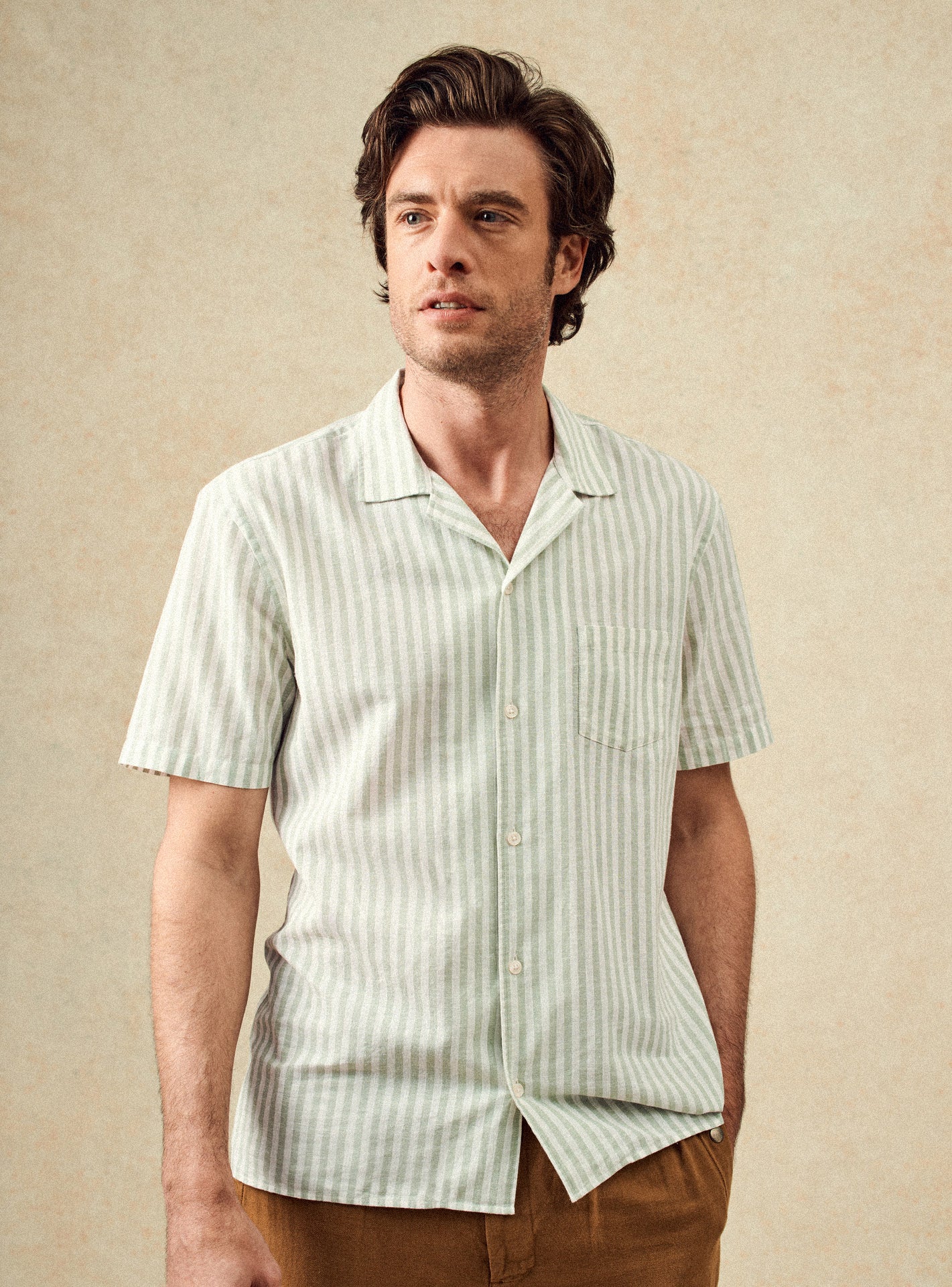 Chemise Balibaris - Harlem Asperge/White - Plan taille