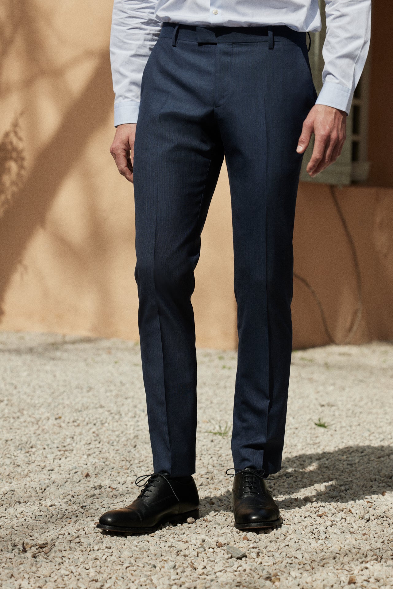 Pantalon de costume navy en laine Balibaris - en laine Jones - Plan taille