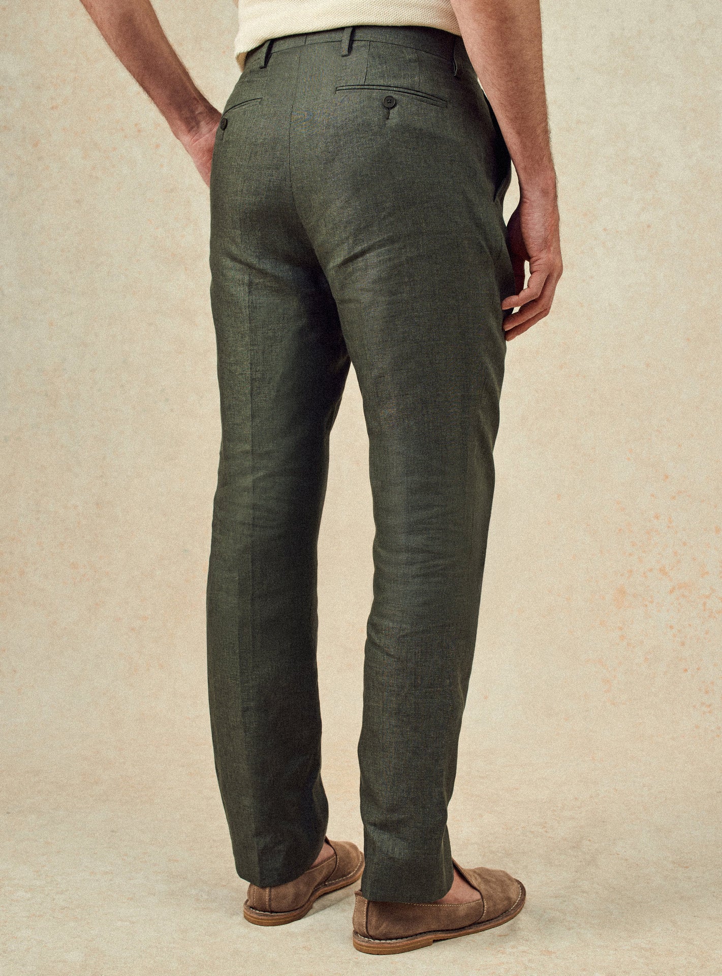Pantalon de costume en lin Balibaris - Laslo Khaki - Plan taille