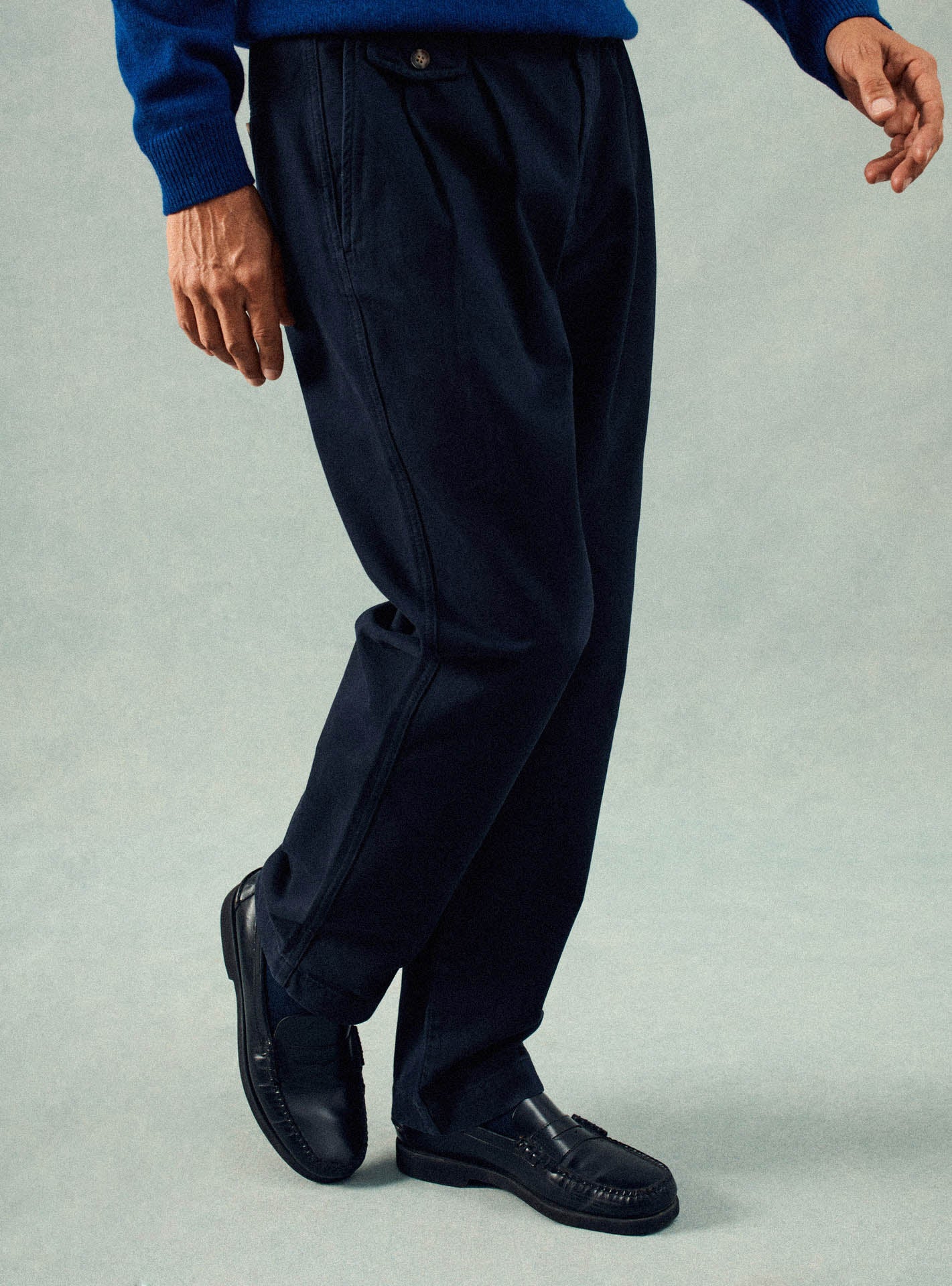 Pantalon navy en coton Balibaris - Covent - Plan taille