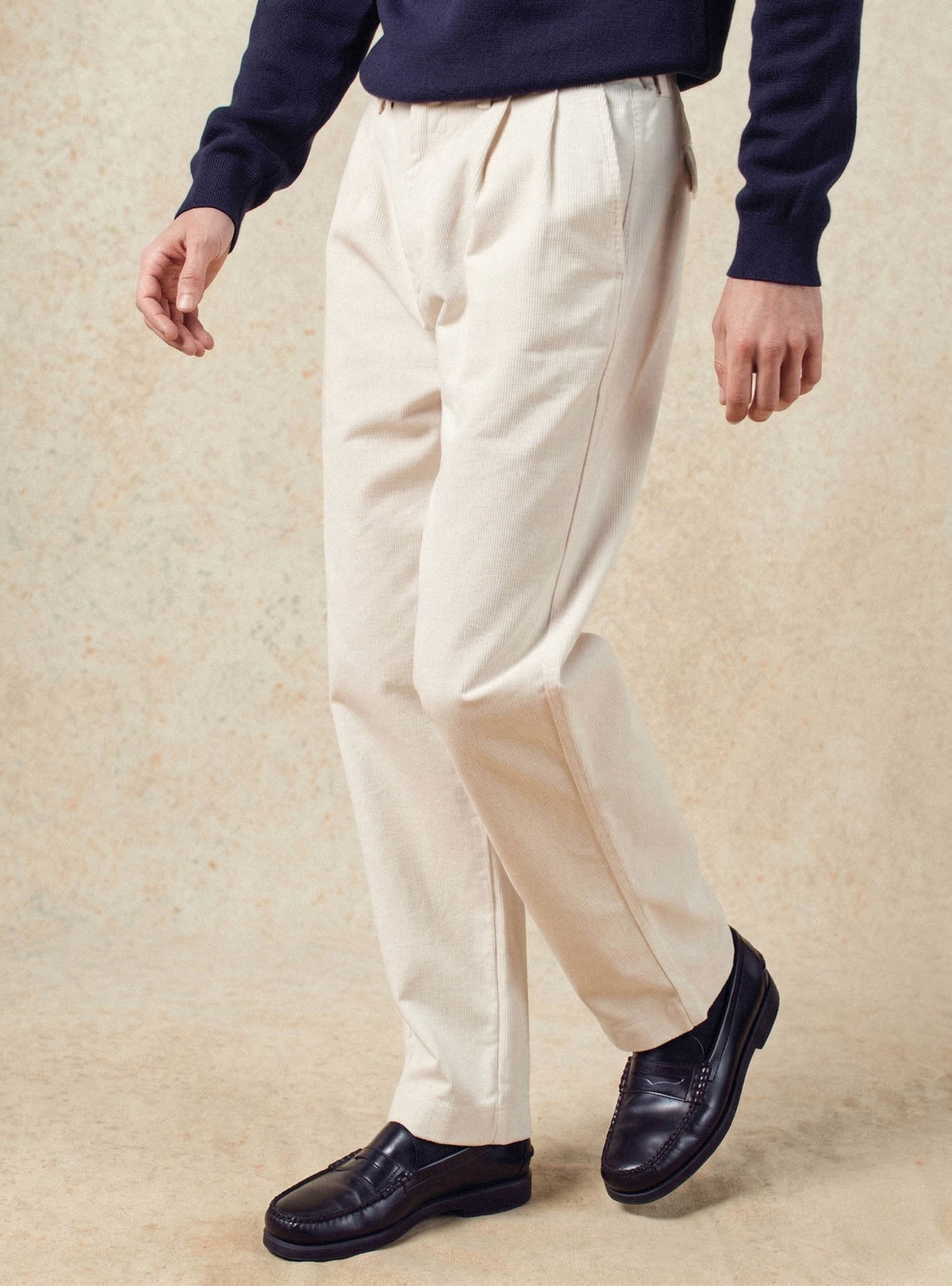 Pantalon ecru en coton Balibaris - Clyde - Plan taille
