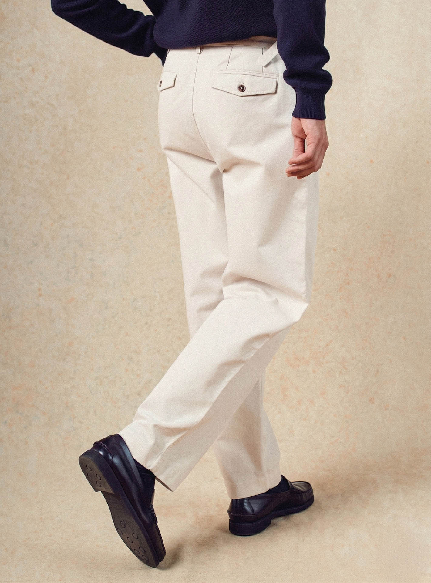 Pantalon ecru en coton Balibaris - Clyde - Plan taille