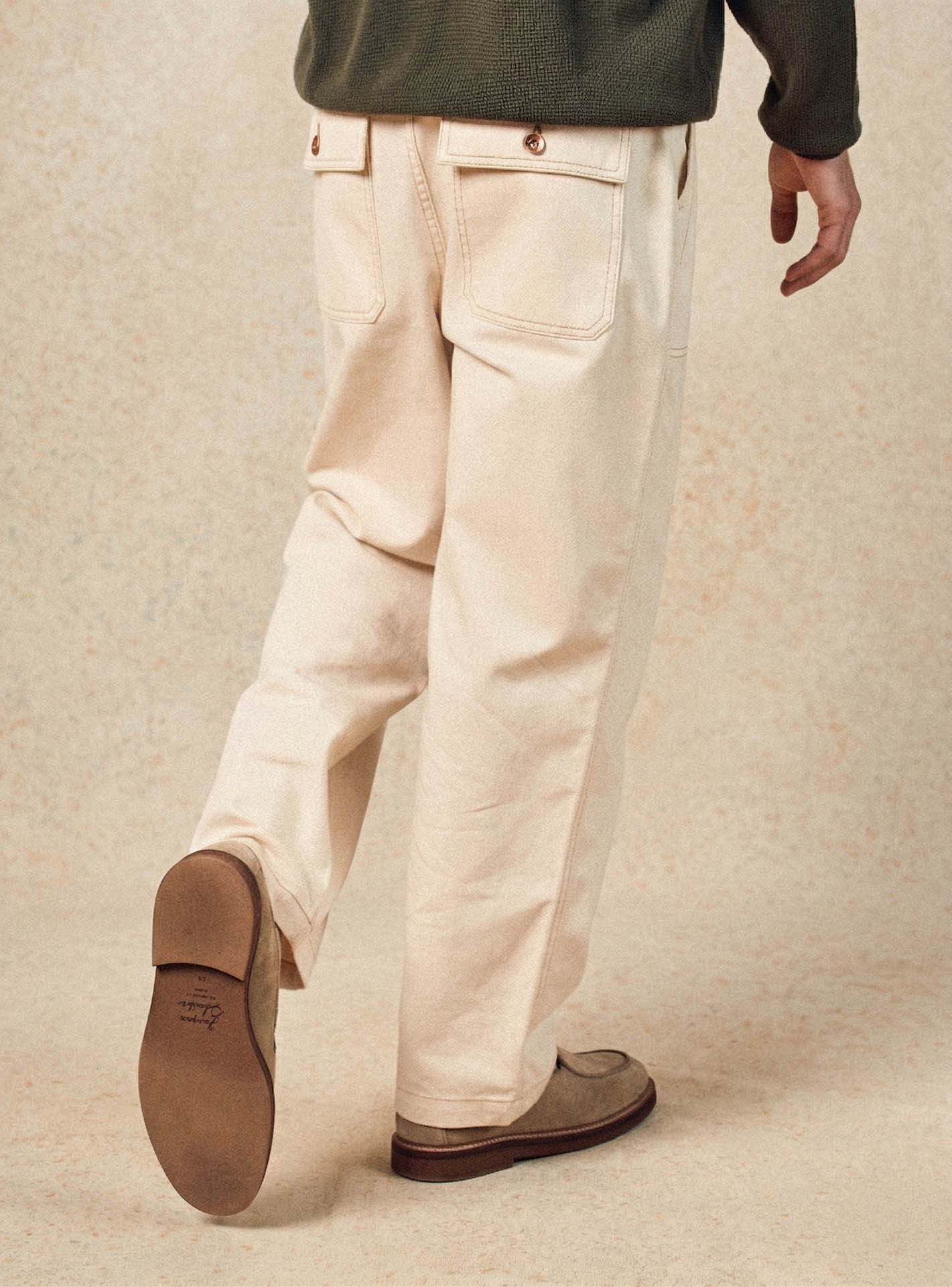 Pantalon ecru en coton Balibaris - Java - Plan taille