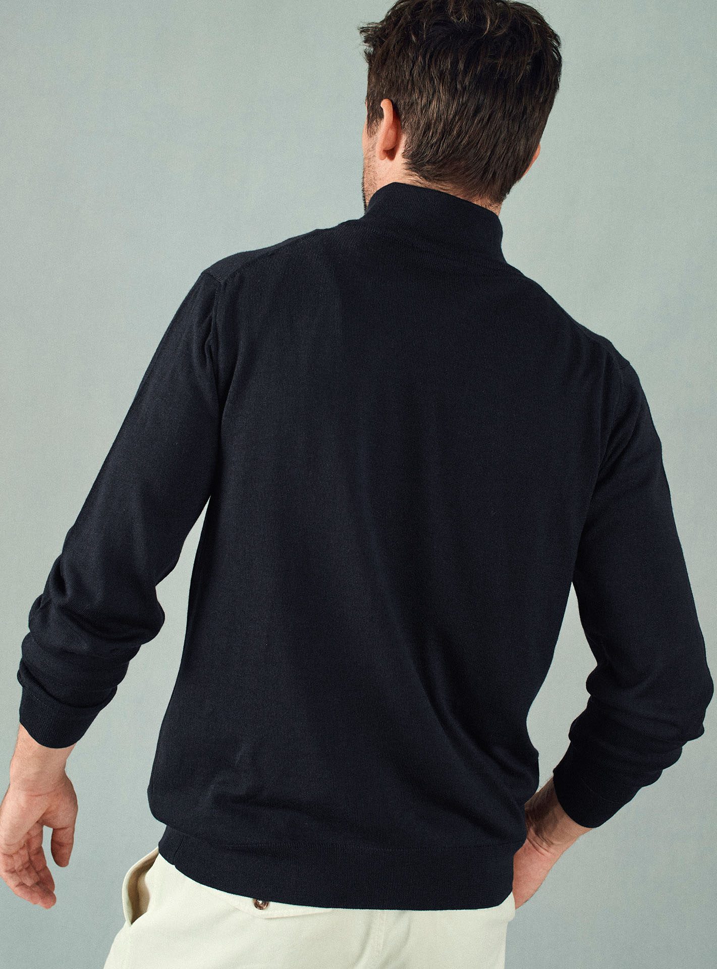 Pull navy en laine Balibaris - Aaron - Plan taille