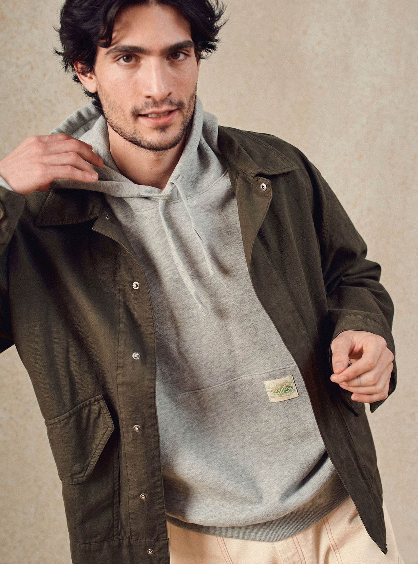 Sweat gris en coton Balibaris - Hood - Plan taille