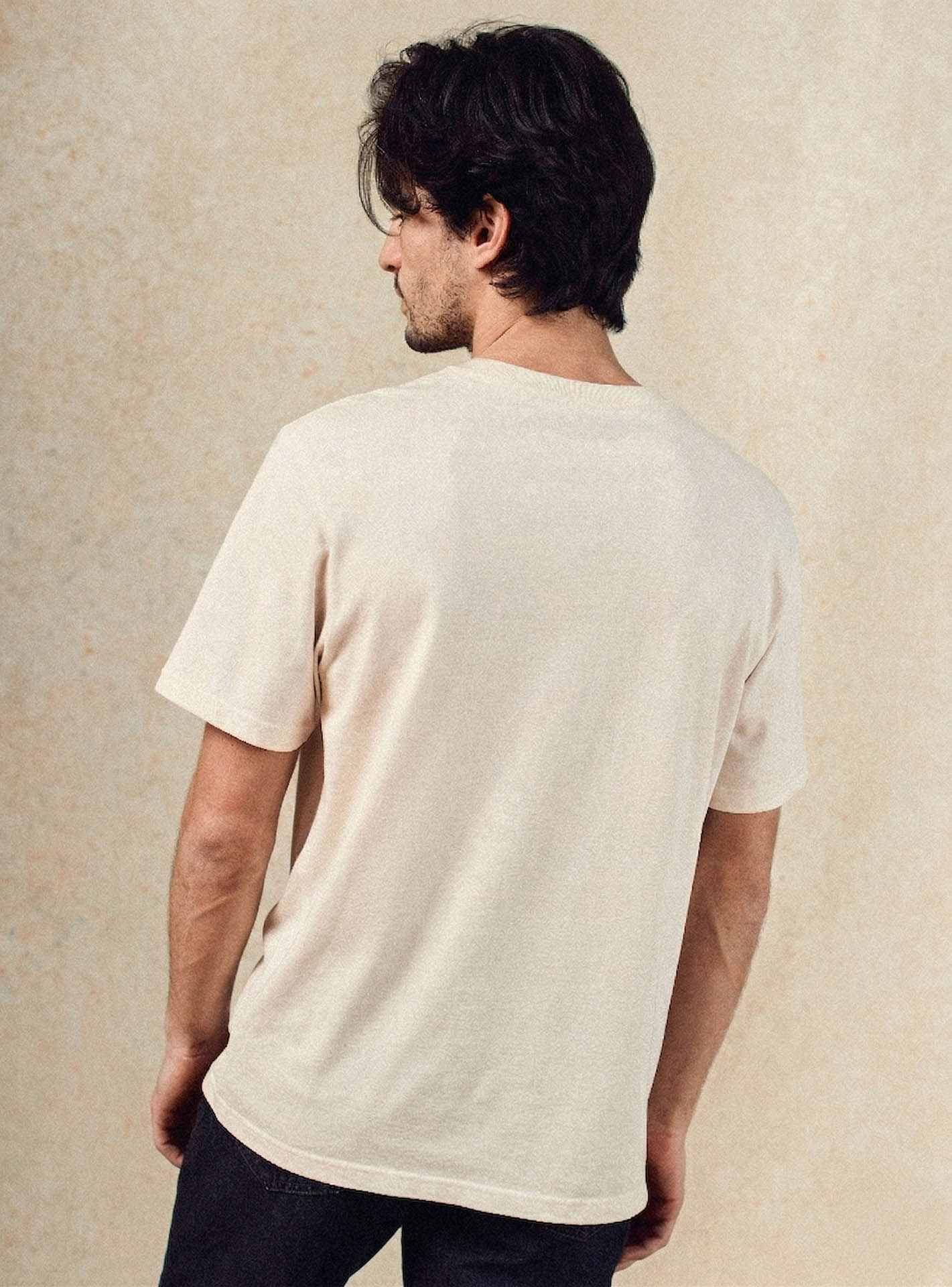 T-shirt crème en coton Balibaris - Mitch - Plan taille