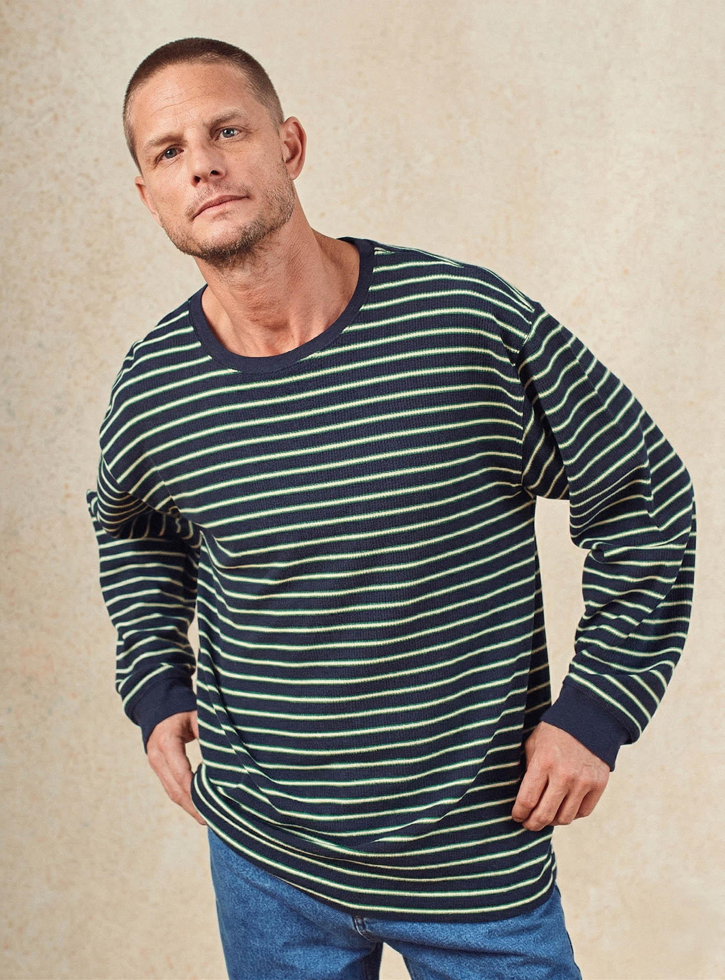 T-shirt navy en coton Balibaris - Jacob - Plan taille
