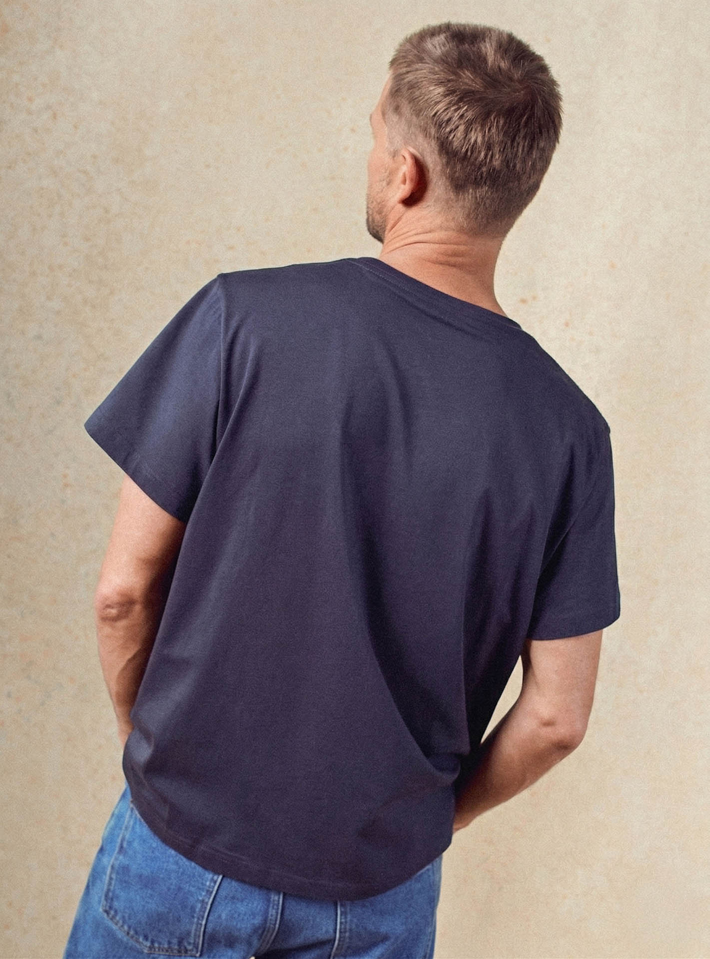 T-shirt navy en coton Balibaris - Orson - Plan taille