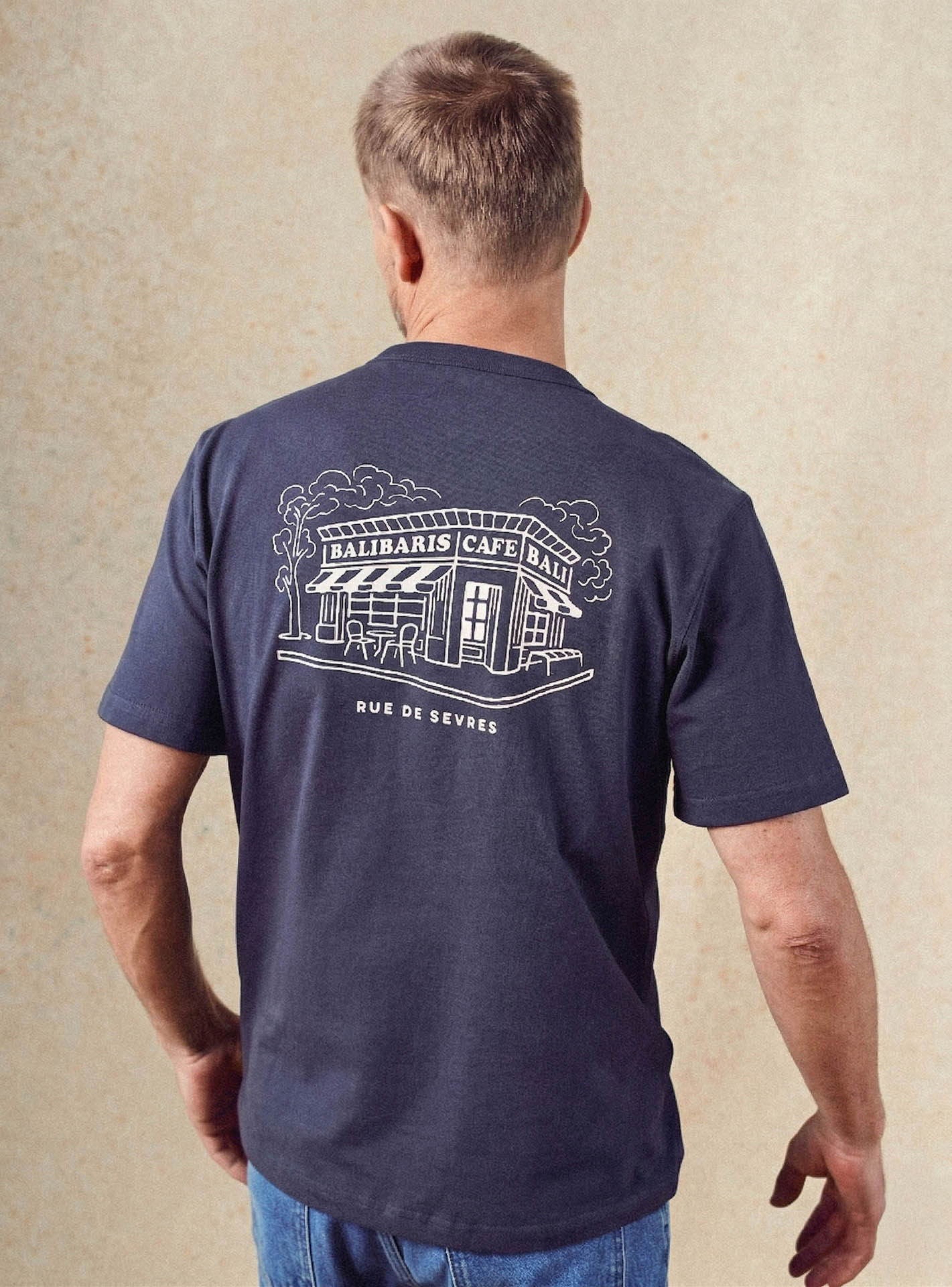T-shirt navy en coton Balibaris - Alfredo - Plan taille