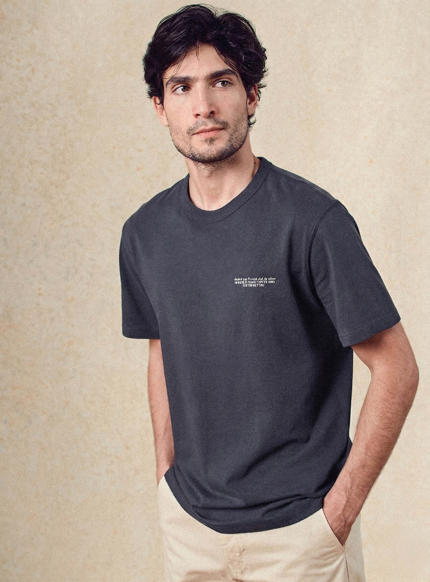 T-shirt navy en coton Balibaris - Louis - Plan taille