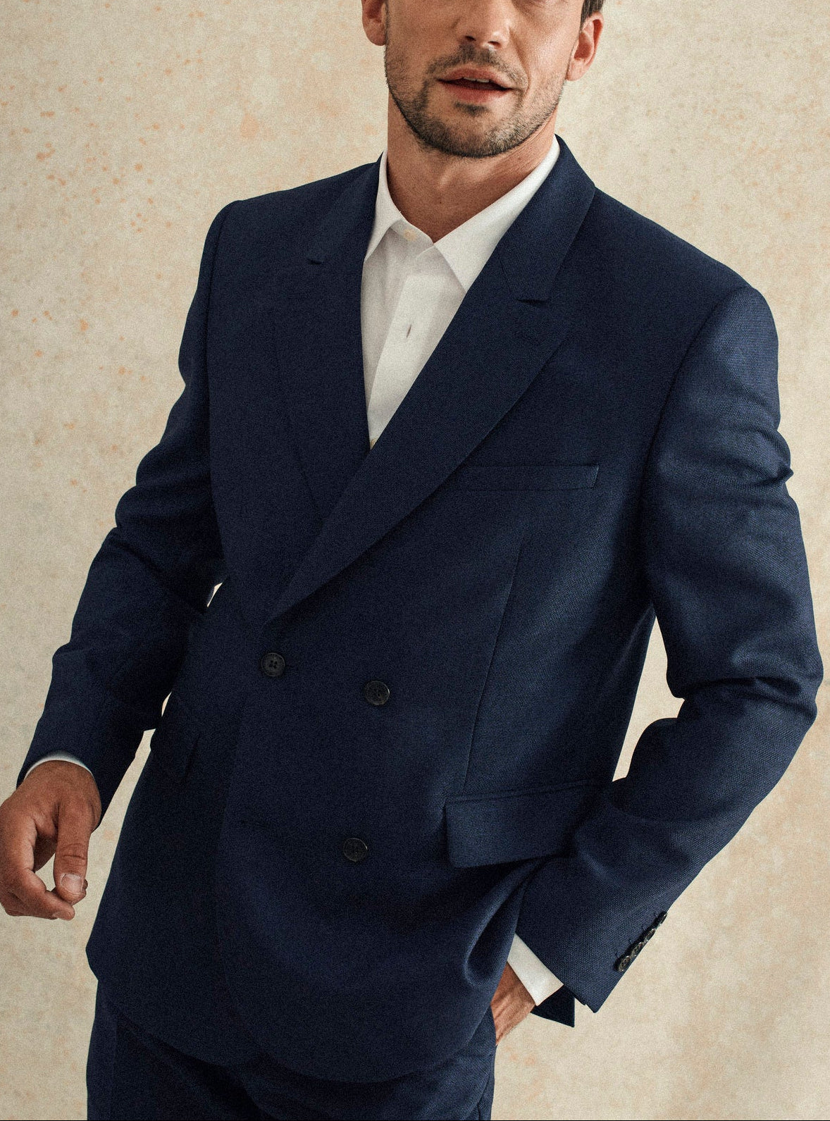 Veste de costume navy en laine Balibaris - Alphonse - Plan taille