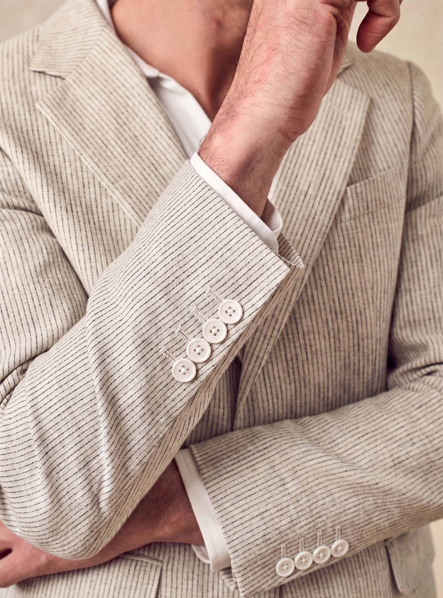 Veste de costume ecru en coton Balibaris - Alois