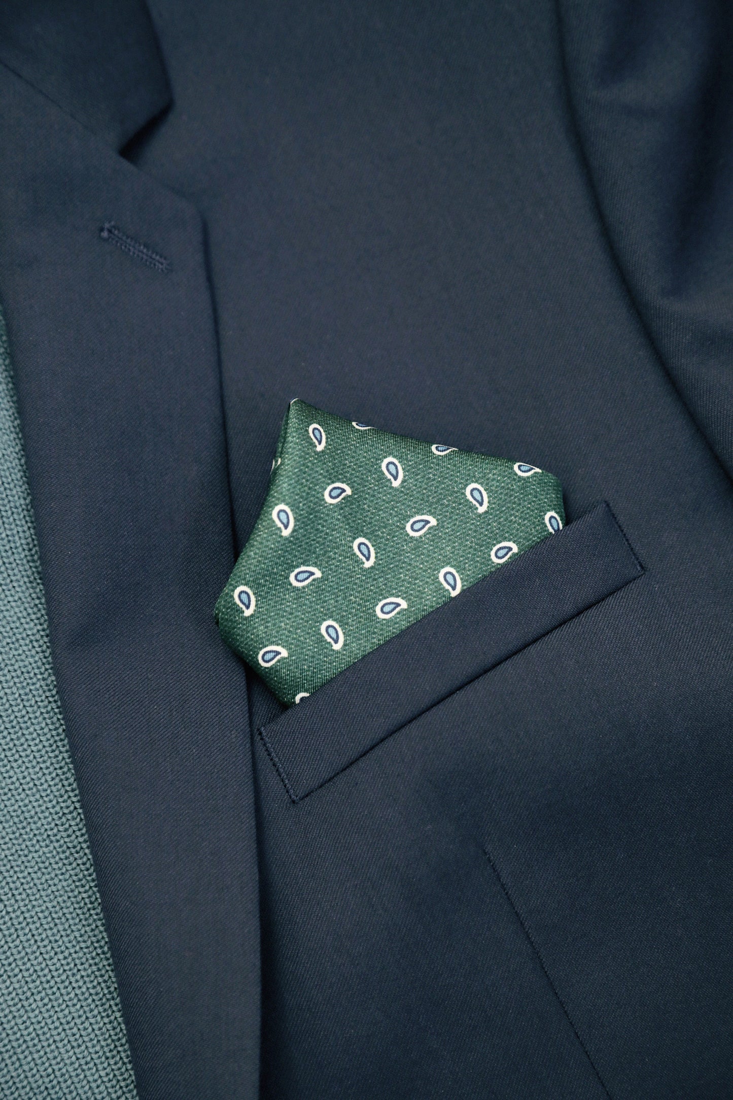 Pochette vert en soie Balibaris - Marvin